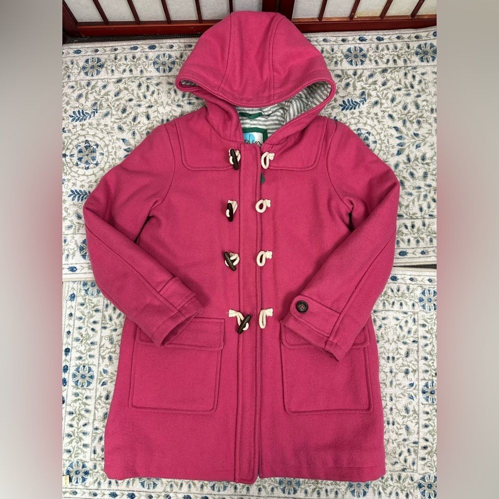 Mini Boden Duffle Toggle Coat Wool Blend Pink Warm Jacket 9/10